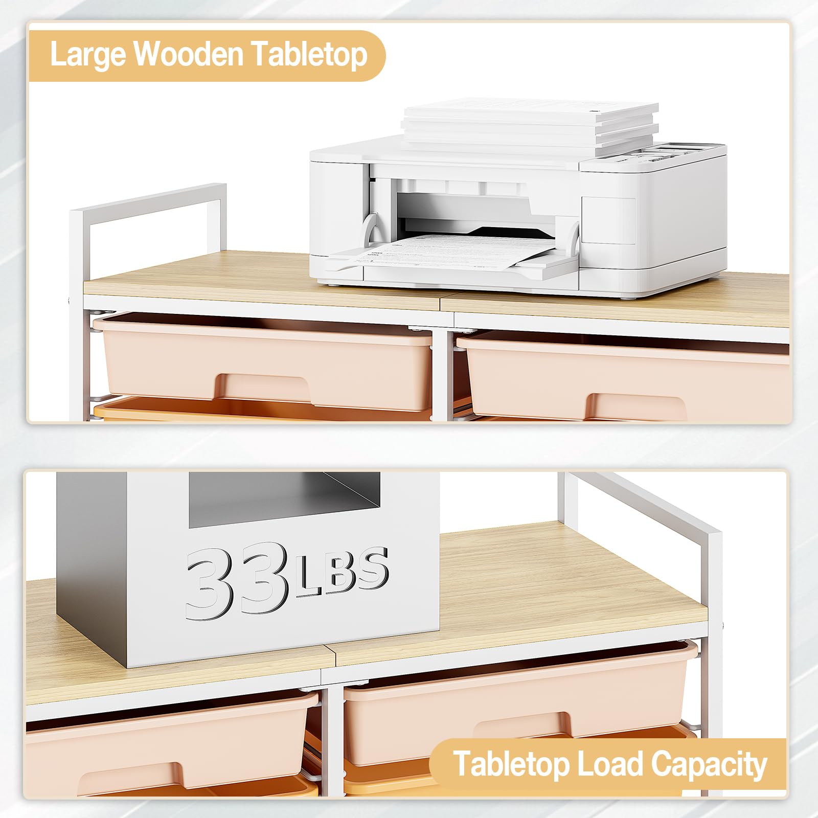12-Drawer Craft Organizer Trolley Cart with Wooden Top