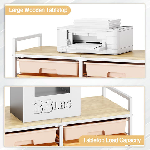 12-Drawer Craft Organizer Trolley Cart with Wooden Top