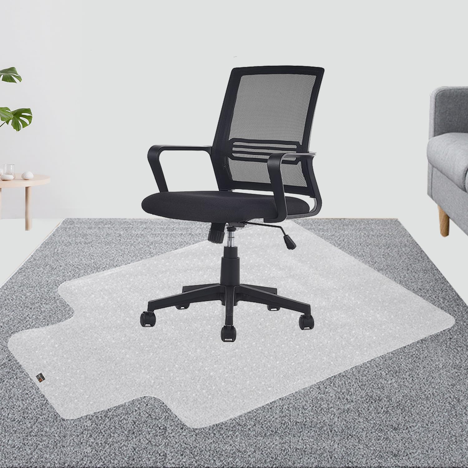 TOPWAY Office Chair Mat for Carpet Floor, 90x120cm, 2.2mm Thick T-Shape Clear Non-Slip PVC Carpet Floor Protector, Easy Glide