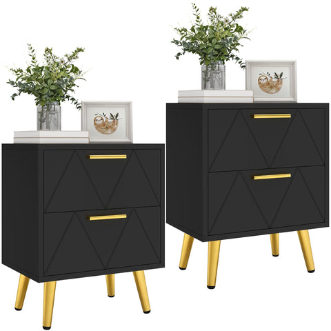 YITAHOME 2-Drawer Bedside Table Set of 2, Small Bedside Storage Cabinet with Storage, Nightstand End Table for Living Room Bedroom Office
