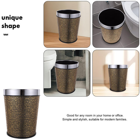 Healvian Pu Leather Round Trash can Modern Waste Paper Bin for Office Bedroom and Bathroom Small Rubbish Basket 10.04In X 7.87In X 7.87In