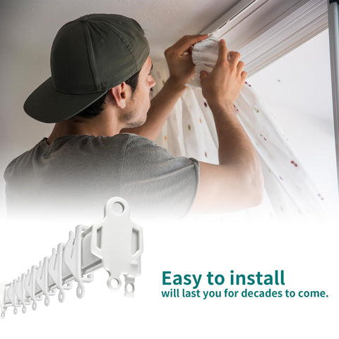 AZKEEGREY White Plastic Curtain Track Gliders Hooks, 300 Pcs