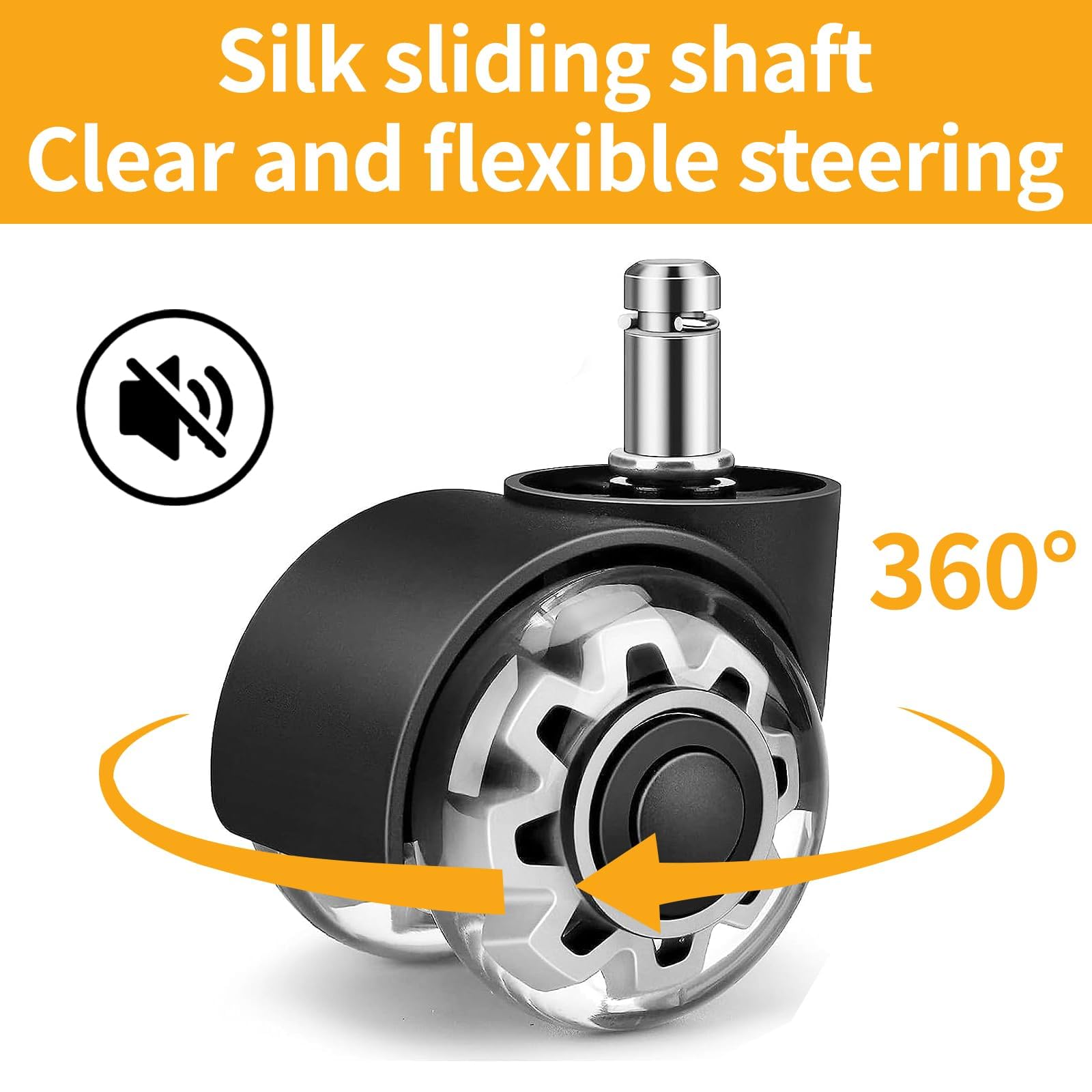 GIONAR Office Chair Wheels Set of 5, 11x22mm Rubber Chair Casters for Hard Floors, Carpet, Parquet, Laminate & Tile, No Scratches