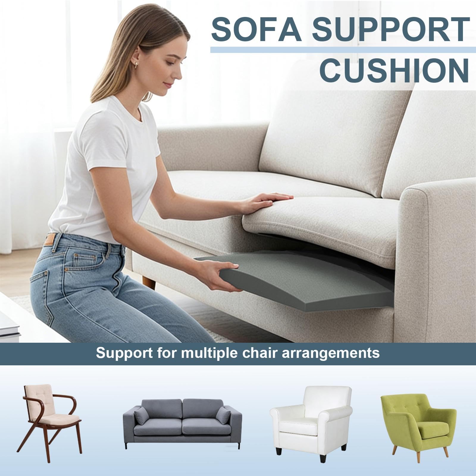 CAAGGMM Sofa Cushion Support, 2 Pack 50.5 x 50.5 cm Couch Cushion Support, Foam Sofa Supportive Boards, Cushions Sag Repair Replacement