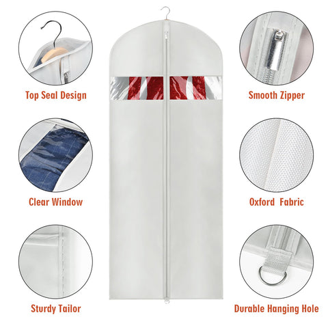 Univivi Garment Bags 60 inch Dress Bags Covers Full Length Grey, Set of 3