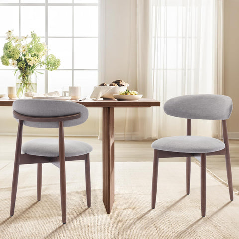 COLAMY Modern Dining Chairs Set with Wooden Legs – Upholstered Fabric Dining Room Chairs with Curved Backrest, Soft Cushion Seat