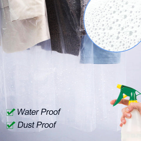 100 Pack Plastic Clothing Bags, Dustproof Clothing Protective Cover