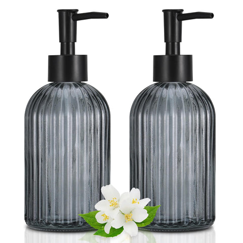 Hejo 2 Pcs 400ml Glass Soap Dispenser with Black Pump