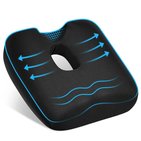 Ainiv Memory Foam Seat Cushion, Non-Slip Coccyx Cushion for Car Seat with Scientific Center Hole & U-Shaped Cutout, for Car Seat