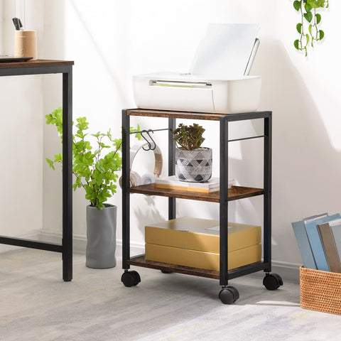 MAHANCRIS Printer Stand, 3-Tier Under Desk Printer Cart with Storage Shelf, Heavy Duty Printer Table with Wheels for Home and Office
