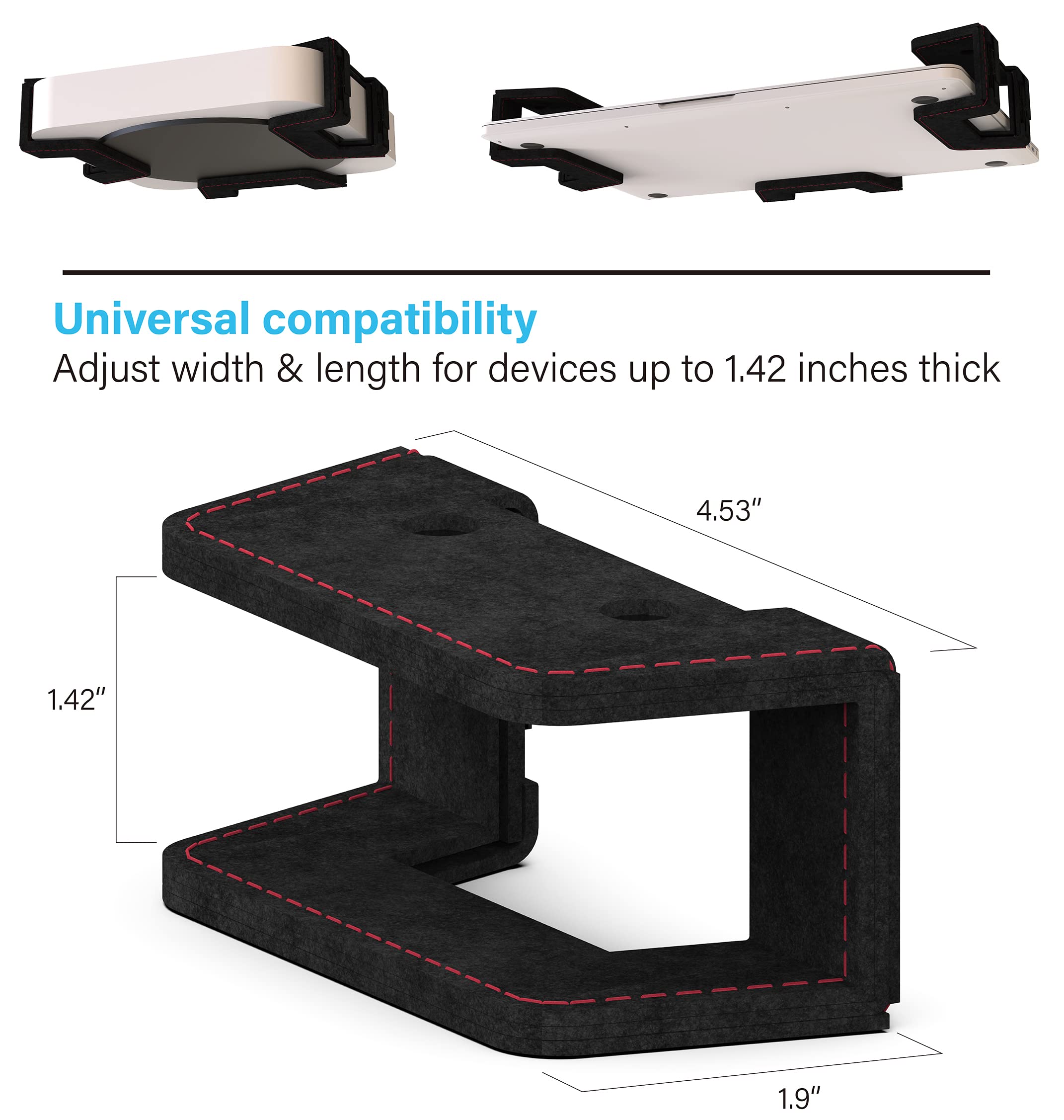 KUSOVILI Under Desk Laptop Holder with Screw, Full Coverage Soft Felt Laptop Metal Mount, Under Desk Bracket, Compatible with Apple MacBook Pro