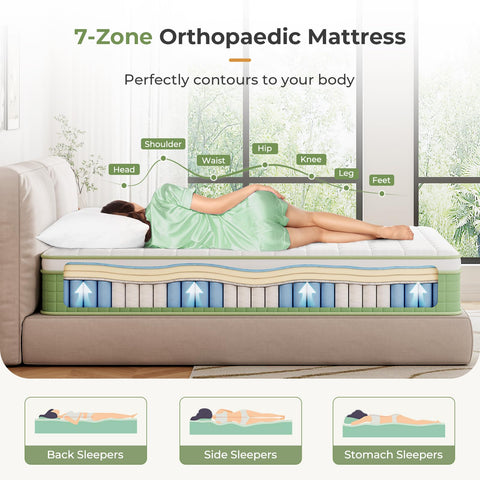 Vesgantti 5FT King Size Mattress 150x200cm Hybrid Medium Firm Mattress