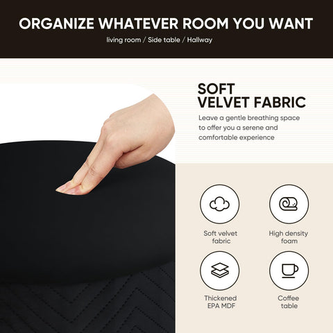 Bonlife Large Round Storage Ottoman, Foldable Footstool with Lid
