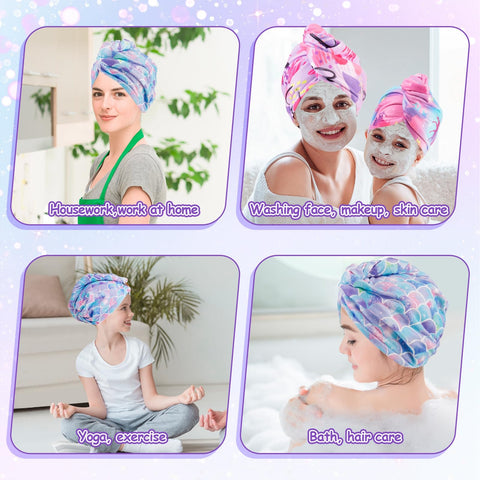 FANTESI 3 Pack Kids Hair Wrap Towel,Microfibre Hair Towel,Hair Towel Turban