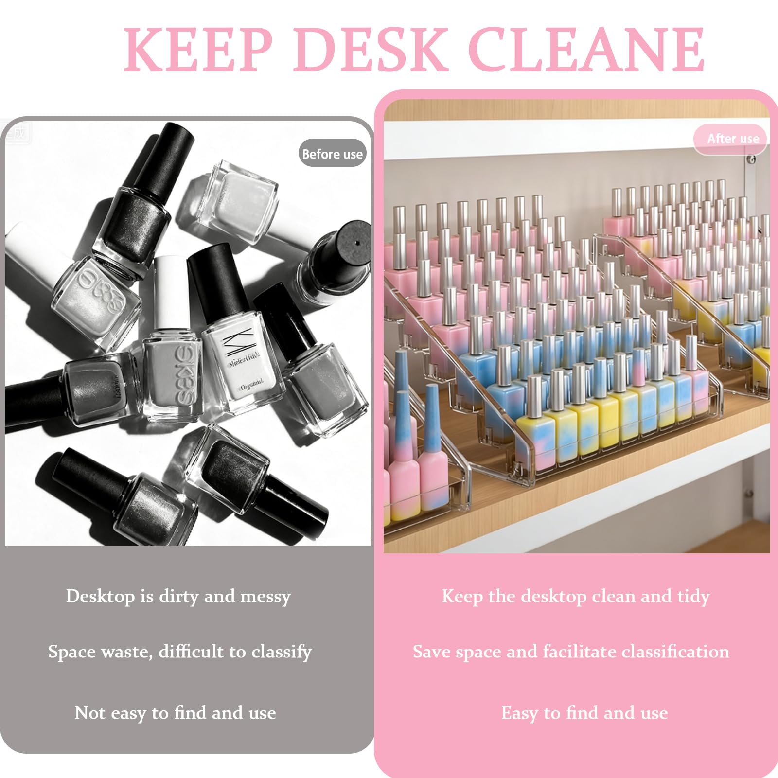 ZYNERY 2 Pack 7 Tier Acrylic Nail Polish Rack, Clear Makeup Organizer storage Rack for Essential Oil Holder Display Stand Holds