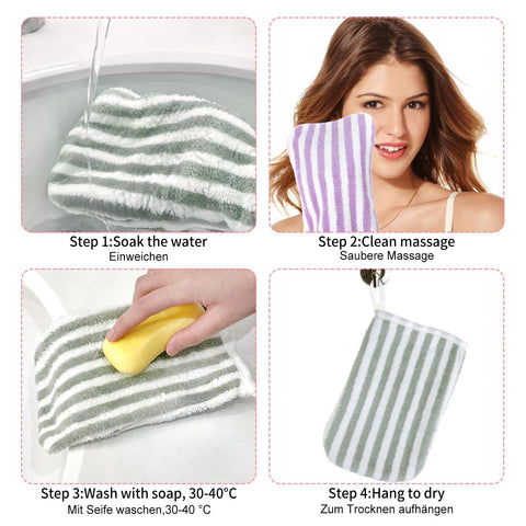 PHOGARY Face Cloths Body Wash Mitt, Super Absorbent & Soft Face Towels Facial Mitts, Reusable Makeup Remover Cloth Facial Cleansing Cloths