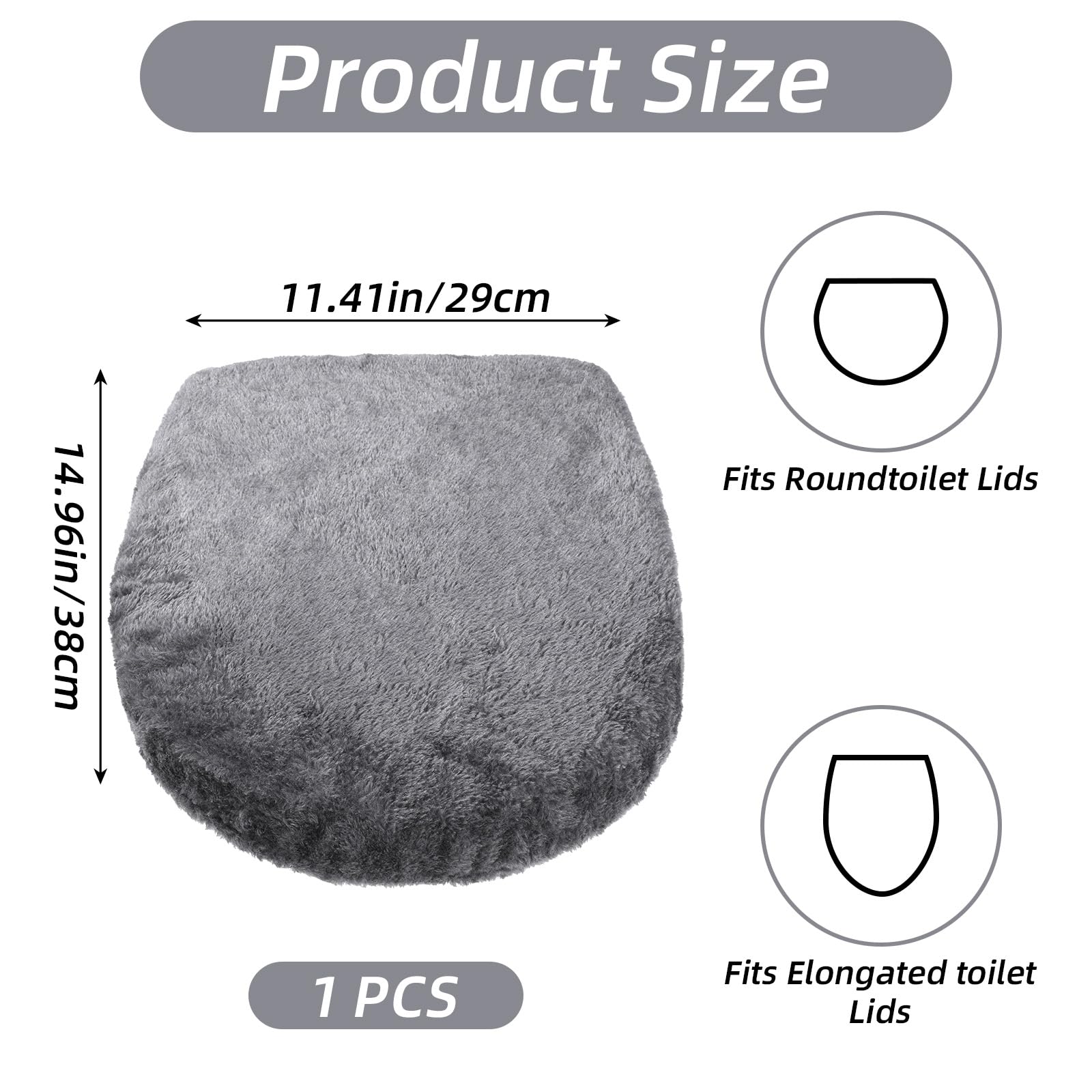 1 PCS Toilet Seat Lid Cover Microfiber Soft Velvet Toilet Cover Durable Adjustable Stretch Fuzzy Seat Covers with Elastic Bottom Absorbent Machine