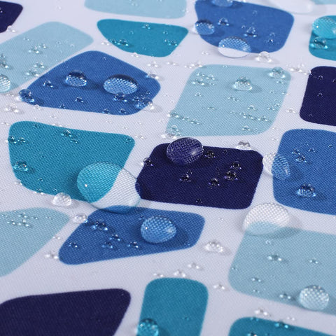 VIROSA Mosaic Blue Shower Curtain for Bathroom Anti Mould, Mildew Resistant | Size 180x180 cm (71 x 71 Inch) | Water Repellant Fabric | 100% Polyster