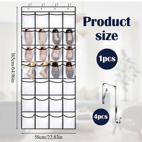 EVTHUR Over Door Shoe Storage Organiser 28 Large Mesh Pockets Hanging Shoe Rack Holder with 4 Hooks