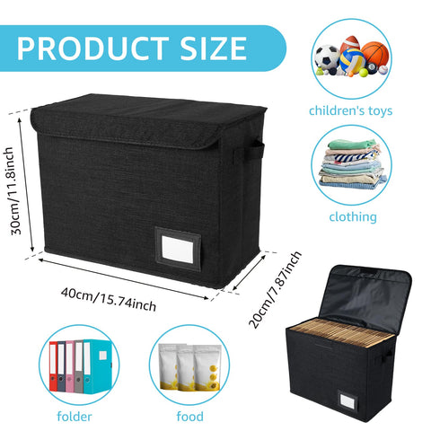 Jokapy Comic Book Storage Box with Lid 15.74x7.87x11.8 inch Foldable Storage Basket with Handles Label Slot Comic Book Organizer Boxes Storage