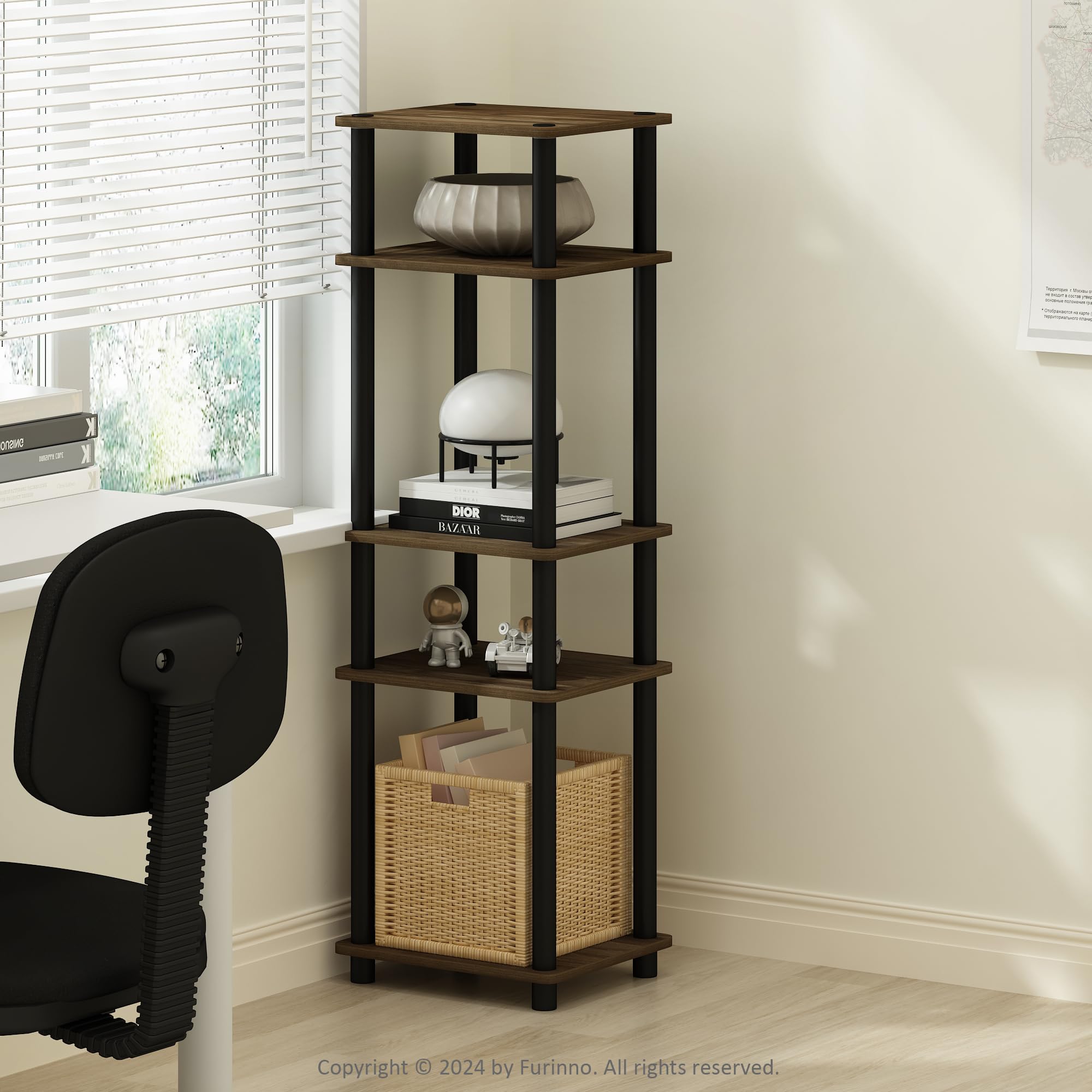 Furinno TURN-N-TUBE Storage Shelves, Stackable Standing Shelf, Open Corner Shelf, for Organization and Storage, Living Room, Garage, Home Office