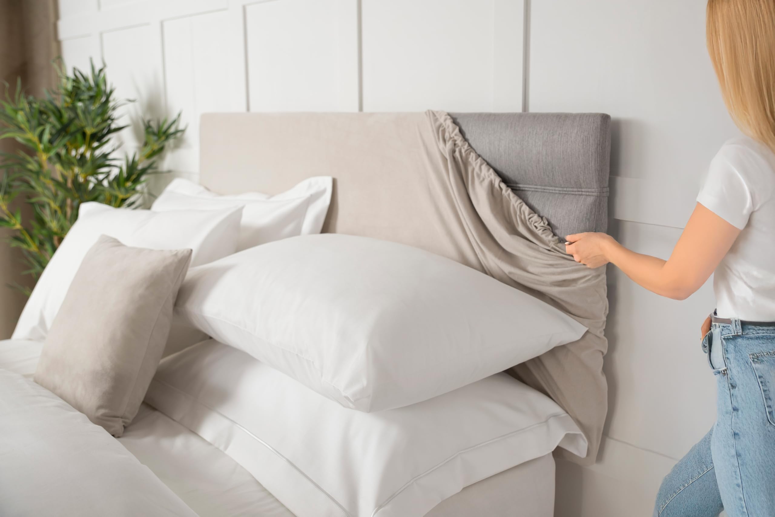 Belledorm Headboard Wrap - Transforms a drab looking Headboard - Luxury Faux Suede - 70cm Height (Charcoal, King (U.K. Standard))
