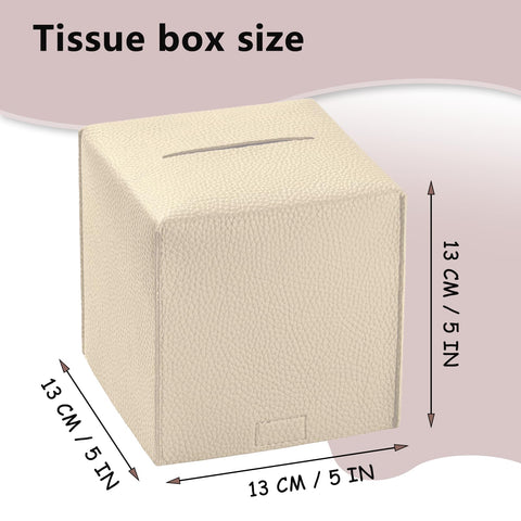 2 Pcs Tissue Box Cover, Square PU Leather Tissue Holder, Square Napkin Dispenser for Home, Hotel, Office, Vanity and Restaurant - 5 Inch Cube