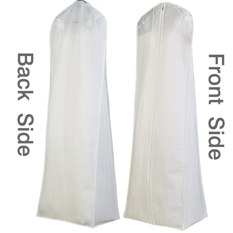3 pcs X large white non woven Bridal Wedding Gown Dress Garment Bag, Clear PVC large document pocket & 15" gusset