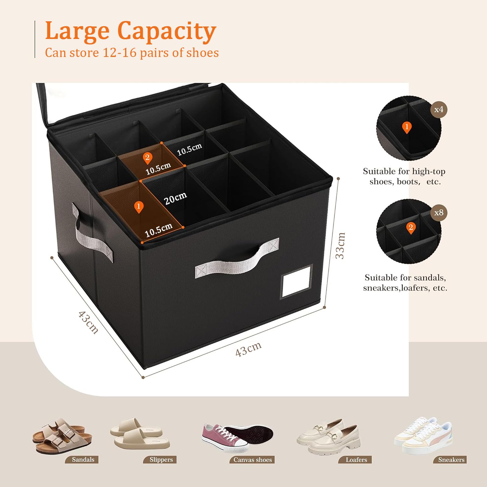 SYEXDZON Shoe Organiser, Foldable Shoe Storage Box for Closet