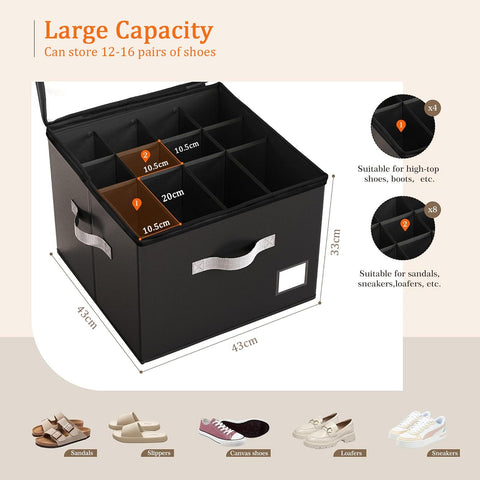 SYEXDZON Shoe Organiser, Foldable Shoe Storage Box for Closet