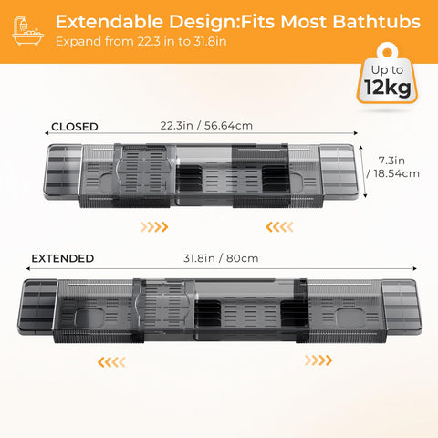 Bath Trays for Across the Bath, Extendable Deep Calm Bath Caddy, Acrylic Bath Shelf Bathroom Accessory, Home SPA Boards for Adults