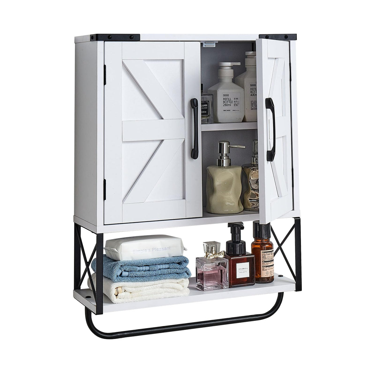 VEVOR Bathroom Wall Cabinet, with 2 Doors & Adjustable Shelf, Over the Toilet Storage Medicine Cabinet Wall Mounted