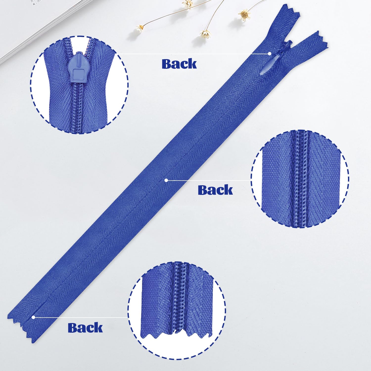 5Pcs Invisible Zip, 40cm/16 Inch Zip Nylon Zips for Sewing Concealed Invisible Zipper for Tailor Sewing Accessories Pillows Cushions Skirts Pants