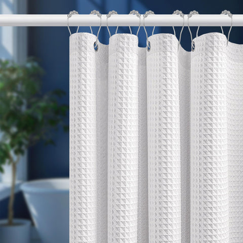 Uniclife White Waffle Shower Curtain 180x180cm Waterproof