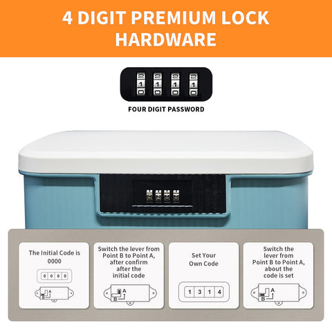 Toolzia Lockable Medicine Storage Box with Combination Lock, Hygienic Medication Storage Organizer Household Security Stash Box Lightweight Storage