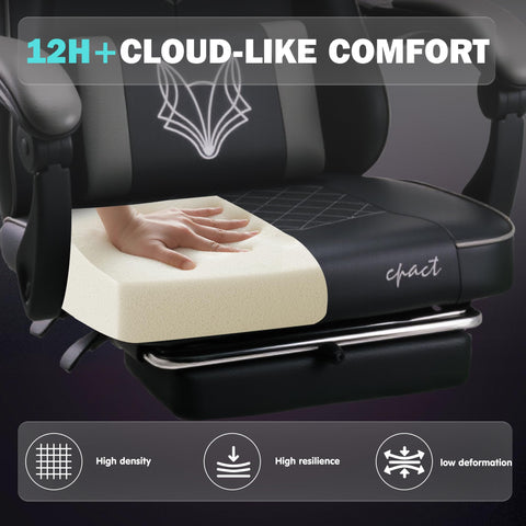 play haha Gaming Chair Ergonomic Gaming Chair with High-Density Foam & Breathable PU Leather 135-Degree Recline