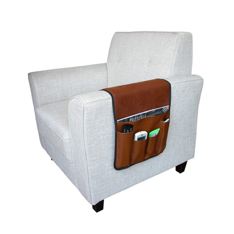 No-slip Leather Sofa Couch Remote Control Holder Chair Armrest Caddy Pocket Organizer Storage Bag for Cellphone Tablet Notepad Magazines Glassess