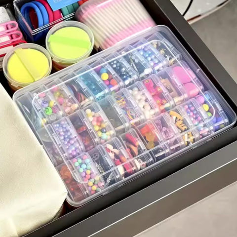 quyueug 15Pcs Plastic Bead Storage - Portable Clear Compartments,small storage box with lid for Beads, Jewelry Making & Craft Supplies