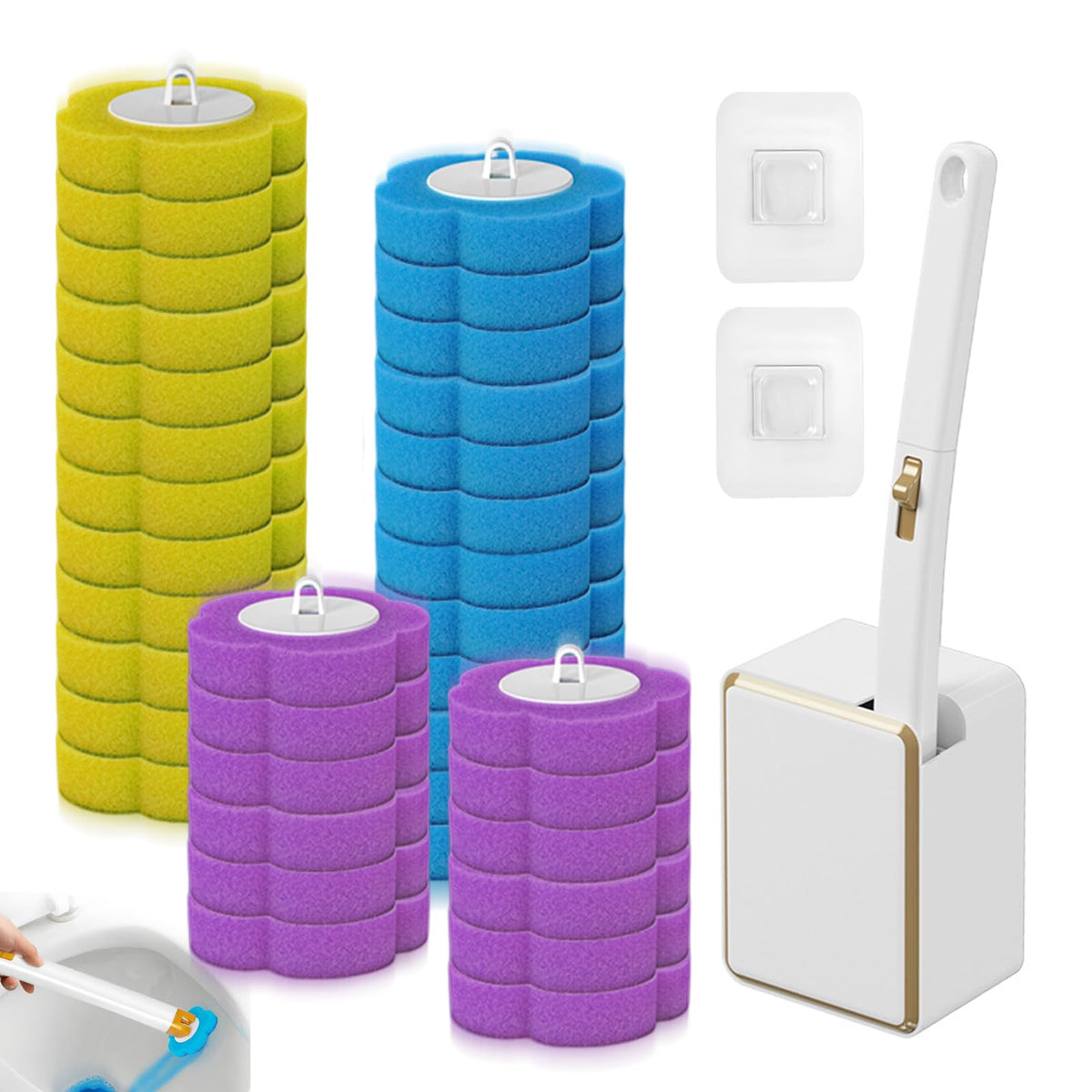 Disposable Toilet Brush with 36 Refills, Ocean/Lavender/Lemon Scent