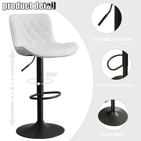 Kidol&Shellder Bar Stools Set of 2 Modern Kitchen Stools, White