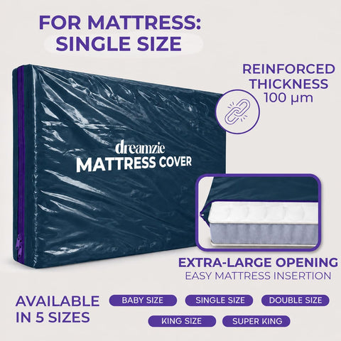 Dreamzie - Single Mattress Cover for Moving - Opaque Mattress Storage Bag