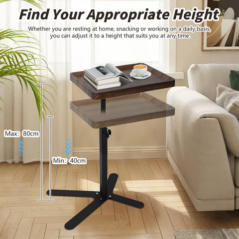 XUDREZ Adjustable X Shaped Side Table with360° Swivel Tabletop, End Table for Living Room Bedroom Sofa Bathtub Bedside Nursing