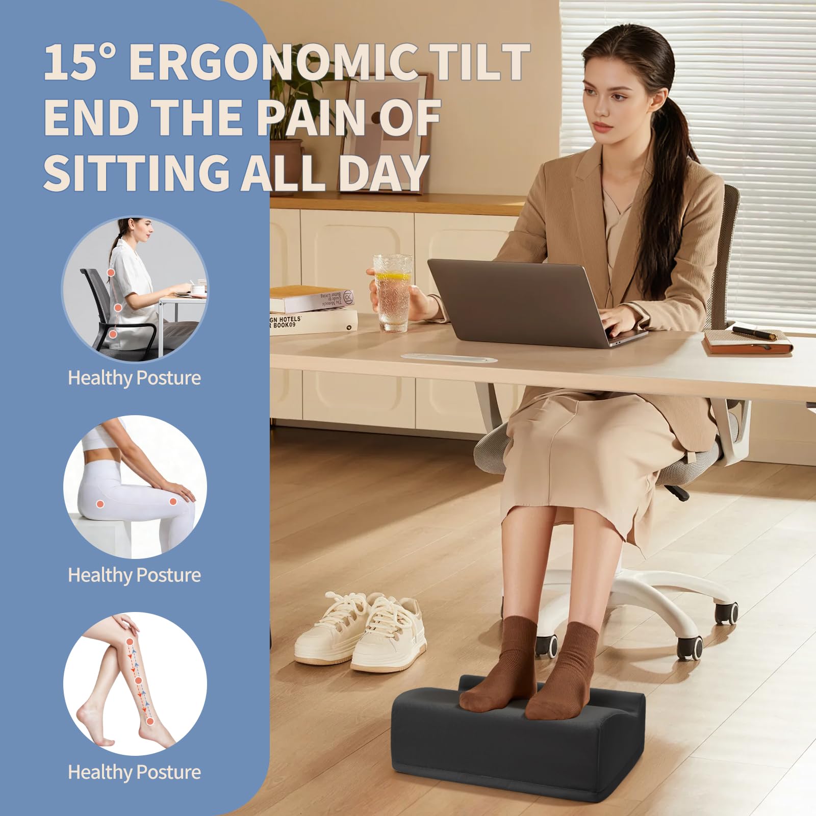 Nockovi Foot Rest Under Desk with Rocking Base | Black Velvet