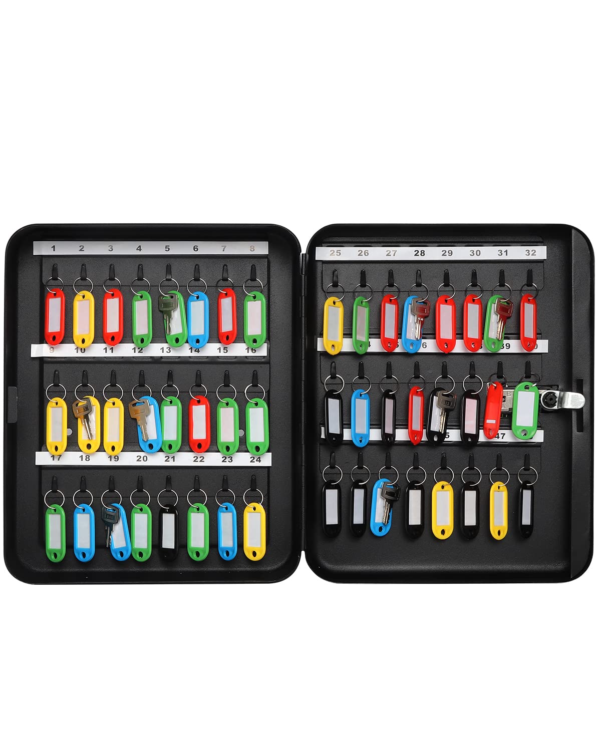 Parrency Combination Lock Key Box with 48 Hooks, Large Wall Mount Combination Lock Cabinet, 11 4/5" x 9 1/5" x 3" (Key Tags Included)