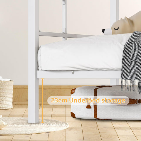 Bonnlo Metal Bunk Bed, Single over Single Loft Bed Frame with 38cm High Full-Length Guardrail & Non-Slip Ladder, Space-Saving Twin Over Twin Bunk Bed