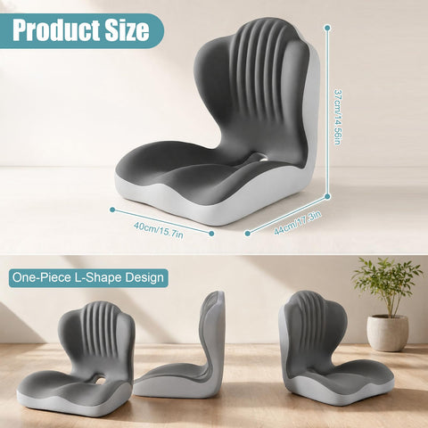 wiksite Seat Cushion Memory Foam - 2 in 1 Seat Cushion and Shell Shape Lumbar Support Pillow Ergonomic Car Seat Cushions for Driving Coccyx Cushion