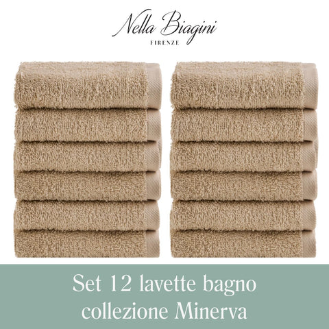 NELLA BIAGINI Minerva Bathroom Washcloths 30 x 30 cm, Set of 12, 100% Pure Terry Cotton, 420 g/m², Soft, Absorbent, Practical, Durable, Solid Colour