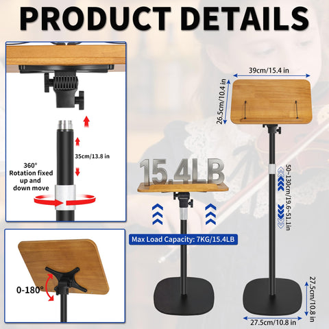 OUUTMEE Height Adjustable 50 to130CM Standing Reading Stand