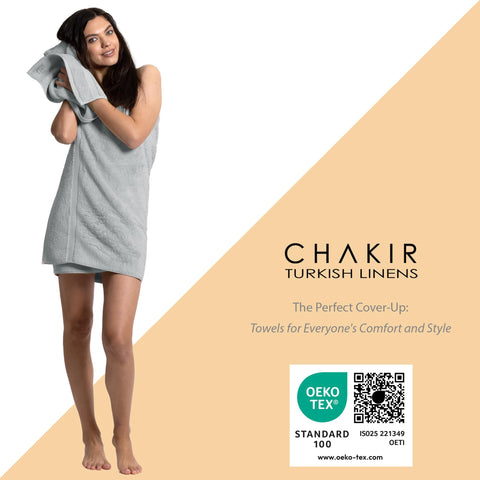 Chakir Turkish Linens |Hotel & Spa Quality 100% Cotton Premium Turkish Towels | Soft & Absorbent (Silver Gray, 6-Piece Towel Sets)