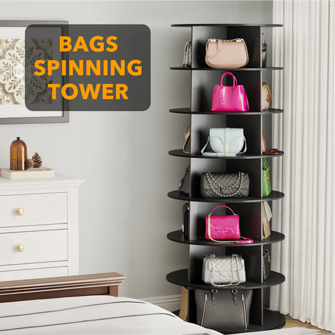 SpaceAid 7 Tier Rotating Shoe Rack Tower, Spinning Shoe Display Lazy Susan, Revolving 360 Shoe Rack Storage Round Carousel
